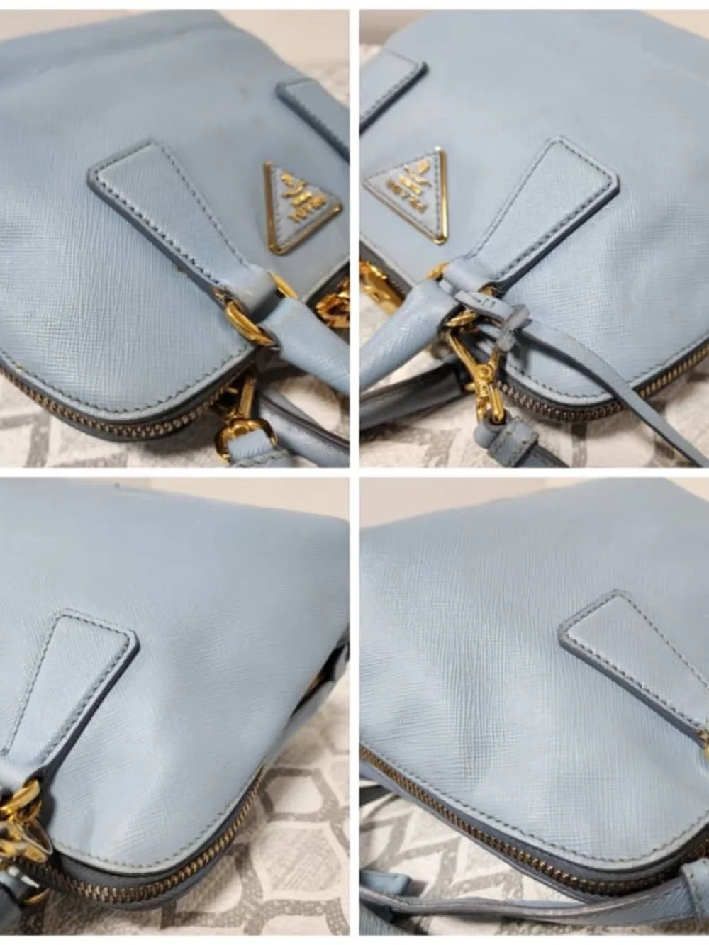 Authentic PRADA Saffiano Lux Small Promenade Tote Bag Blue